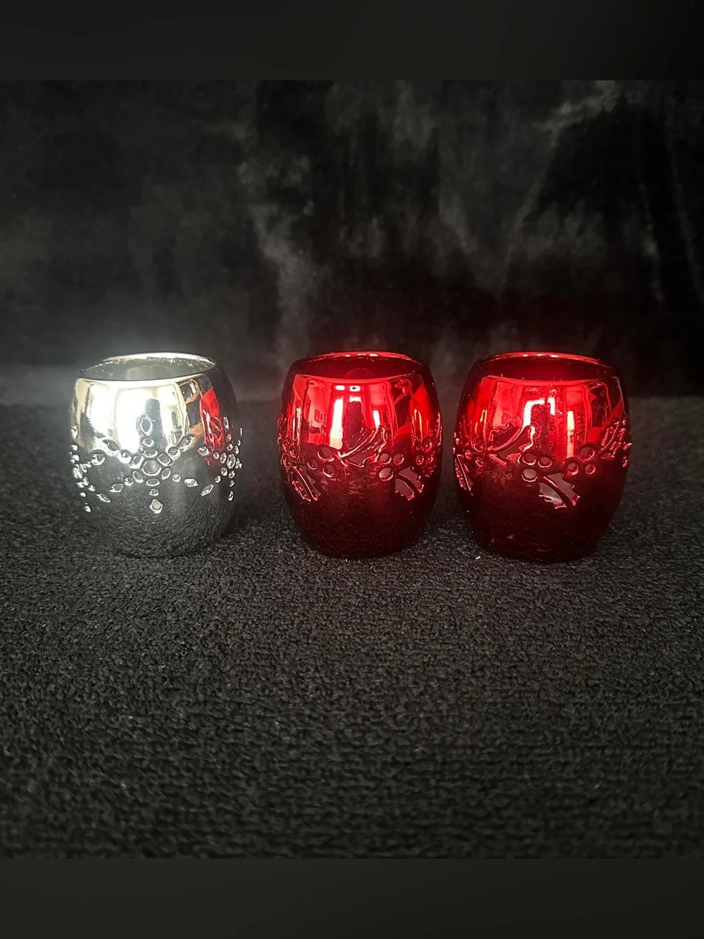 Red & Silver Candle Holders